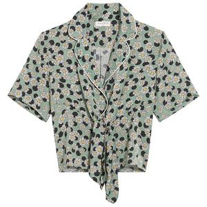 Sandro Rosa Printed Tie-Front Shirt